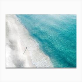 Calm Blue Ocean White Sand Footprints Canvas Print