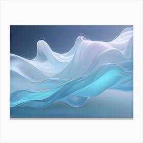 Abstract Image Of A Flowing, Translucent Wave In Shades Of Blue And White Canvas Print