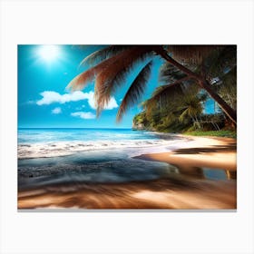 Beach With Palm Trees 6 Canvas Print