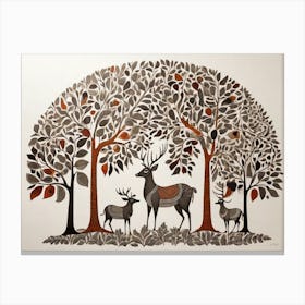 Default Traditional Gond Art From India Of Deer And Trees Agai 0 (1) Canvas Print