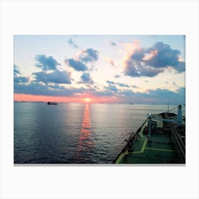 Sunset From A Ship 2 Canvas Print