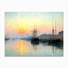 Sunrise At The Port Canvas Print