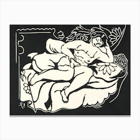 Woman Laying On A Bed Canvas Print