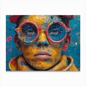 Psychedelic Portrait: Vibrant Expressions in Liquid Emulsion Portrait Of A Woman With Paint On Her Face Canvas Print