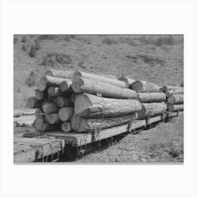 Logs On Flatcar Which Take Them Into Town From Mountain Logging Camp, Baker County, Oregon By Russell Lee Canvas Print