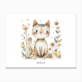 Little Floral Bobcat 1 Poster Canvas Print