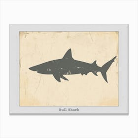 Bull Shark Grey Silhouette 4 Poster Canvas Print