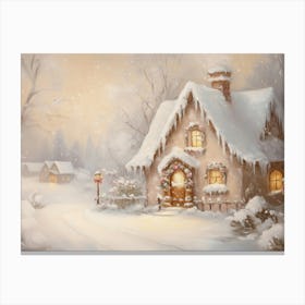 Winter Christmas Cottage Canvas Print