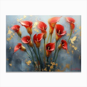 Gold Plated Red Calla Lily Flowers Pt. 3 Canvas Print