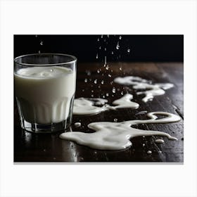 Milk Splashing On Table Canvas Print