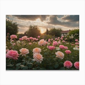 Sunset Roses Canvas Print