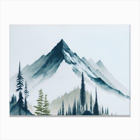 Mountain And Forest In Minimalist Watercolor Horizontal Composition 421 Canvas Print