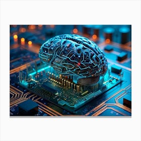 Abstract Concept Of A Brain Resembling An Intricate Circuit Board With Neural Lines Crisscrossing A 2 1 Canvas Print