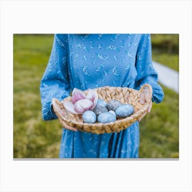 Woman Holding Easter Eggs Canvas Print