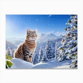 Cat In The Snow Canvas Print