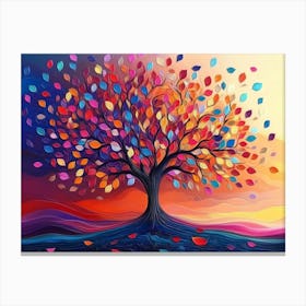 Colorful Tree with Multicolor Leaves 7 Canvas Print