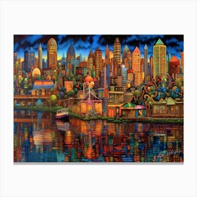 Vancouver Lookout - Cityscape At Night Canvas Print