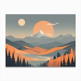 Misty mountains horizontal background in orange tone 58 Canvas Print