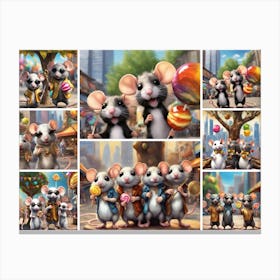 Mice In The City Canvas Print