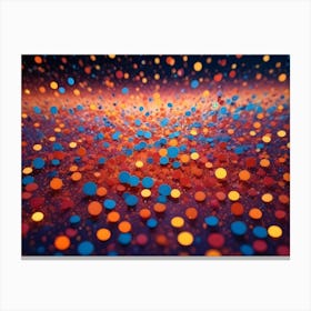 Abstract Background With Colorful Bokeh Circles In Shades Of Blue, Orange, And Red Against A Dark Background, Creating A Festive And Celebratory Atmosphere Canvas Print