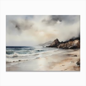 Vintage Coastal Seaside Painting (1) Canvas Print