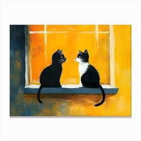 Cats In Window 1 Canvas Print