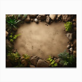 Frame With Plants And Rocks 2 Canvas Print
