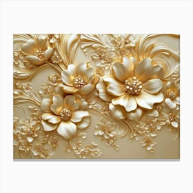 3d Gold Relief Floral 9 Canvas Print