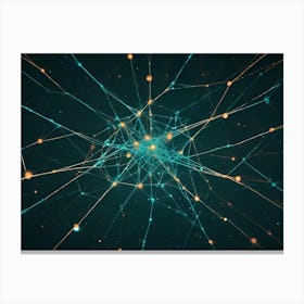 A Abstract Image Of A Network Of Glowing Lines And Nodes, Resembling A Neuron Or A Digital Network Canvas Print