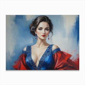 Elegant Lady In Blue Dress Canvas Print