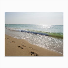 Footprints On The Beach Canvas Print