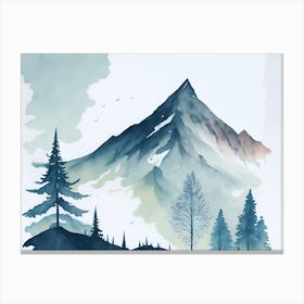 Mountain And Forest In Minimalist Watercolor Horizontal Composition 430 Canvas Print