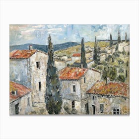 Village Enchantment Painting Inspired By Paul Cezanne Canvas Print