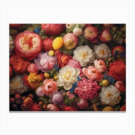 Baroque Flowers Saturated Canvas Print