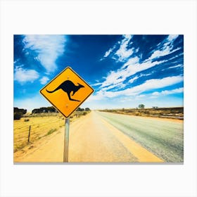 Kangaroo Caution Sign Australia Canvas Print
