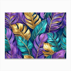 Tropical Leaves Seamless Pattern 1 Canvas Print