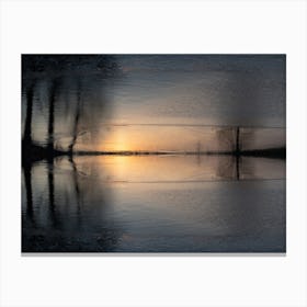 Reflection of sunlight and trees in water Canvas Print