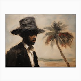 Moody Island Man Painting Canvas Print