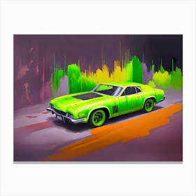 Green Car With Paint On It Canvas Print