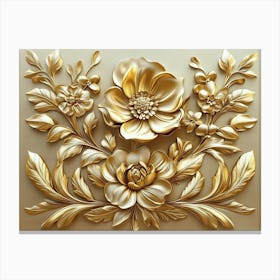 Gold Floral Wall Art 1 Canvas Print