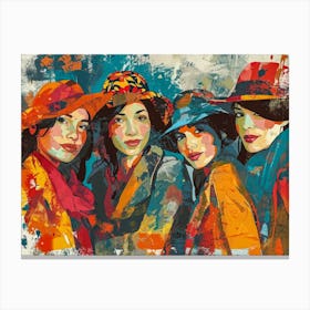 Three Women In Hats Canvas Print