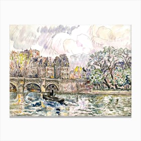 Paris Le Place Dauphine (1928), Paul Signac Canvas Print