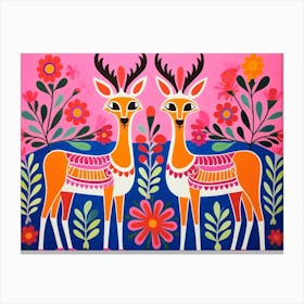 Gazelle 3 Folk Style Animal Illustration Canvas Print