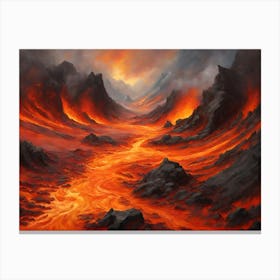 Molten Earth A Fiery Dance Of Volcanic Landscapes Canvas Print