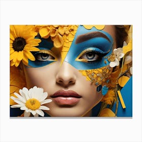 Portrait Of A Woman With Flowers 2 Canvas Print