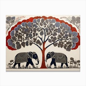 Default Traditional Gond Art From India Of Elephants And Trees 0 Canvas Print