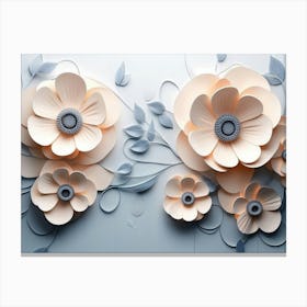 3d Flowers Background With Circle 2 Canvas Print