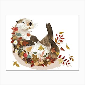Little Floral Sea Otter 2 Canvas Print