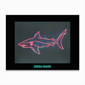 Neon Zebra Shark 2 Poster Canvas Print