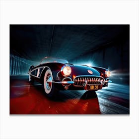56 Blacl Corvette Canvas Print